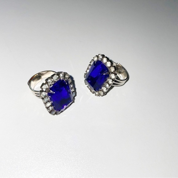Costume Princess Diana Blue Lookalike Ring Set - Picture 1 of 2